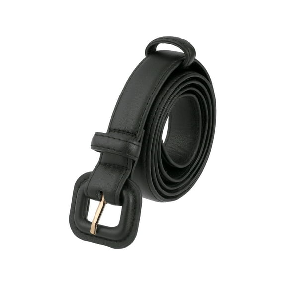 INSPIRE CHIC Womens 0.9" Width Pure Belts, Fashion Causal Faux Leather Waistband Belt for Jeans Pants Dresses 44.9x0.9"(LxW) Black