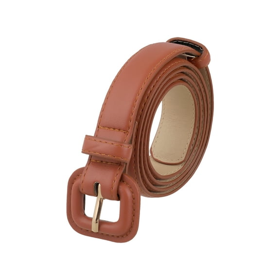 INSPIRE CHIC Womens 0.9" Width Pure Belts, Fashion Causal Faux Leather Waistband Belt for Jeans Pants Dresses 44.9x0.9"(LxW) Red Brown