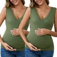 thumbnail image 1 of INSPIRE CHIC Women's Mother's Days 2 Pack Crossover Ruched Maternity Sleeveless Basic Shirt Breastfeeding Tank Nursing Tops X-Large 2pack Green, 1 of 6