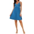 thumbnail image 1 of INSPIRE CHIC Womens Babydoll Lingerie Chemise Sheer Lace V Neck A Line Spaghetti Strap Midi Nightgown Pajama Dress 2XL Blue, 1 of 6