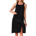thumbnail image 1 of INSPIRE CHIC Women's Shower Wrap Bath Towel Robe Strap Wearable Button Sleeveless Dress with Snaps Pockets Spa XS Black, 1 of 6
