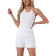 thumbnail image 1 of INSPIRE CHIC Womens Cami Pajamas Lace Trim V Neck 2 Piece Sleepwear Lingerie Tank Top with Shorts Loungewear Sets L White, 1 of 5