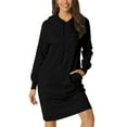 thumbnail image 1 of INSPIRE CHIC Womens' Casual Pullover Sweatshirt Long Sleeve Hoodie Midi Dress with Pockets S Black, 1 of 7