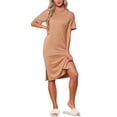 thumbnail image 1 of INSPIRE CHIC Women's Casual Summer Pajama Dress Loose Fit Nightshirts Short Sleeve Sleepwear Split Midi Nightgowns L Coffee, 1 of 6