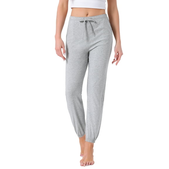 INSPIRE CHIC Women's Cotton Pajamas Pants Drawstring Elastic Waist Striped Lounge Yoga Bottoms with Pockets L Gray