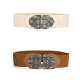 thumbnail image 1 of INSPIRE CHIC Womens Elastic Wide Waist Belts Stretchy Belts Brown & Beige, 1 of 6