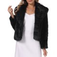thumbnail image 1 of INSPIRE CHIC Womens Faux Fur Coat Lapel Open Front Long Sleeve Fluffy Shaggy Jacket Winter Warm Furry Overcoat S Black, 1 of 6