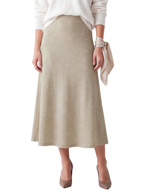Womens Fishtail Knit Skirt High Elastic Waist Elegant Warm Winter Casual Office Going Out Maxi Sweater Skirts Medium Apricot