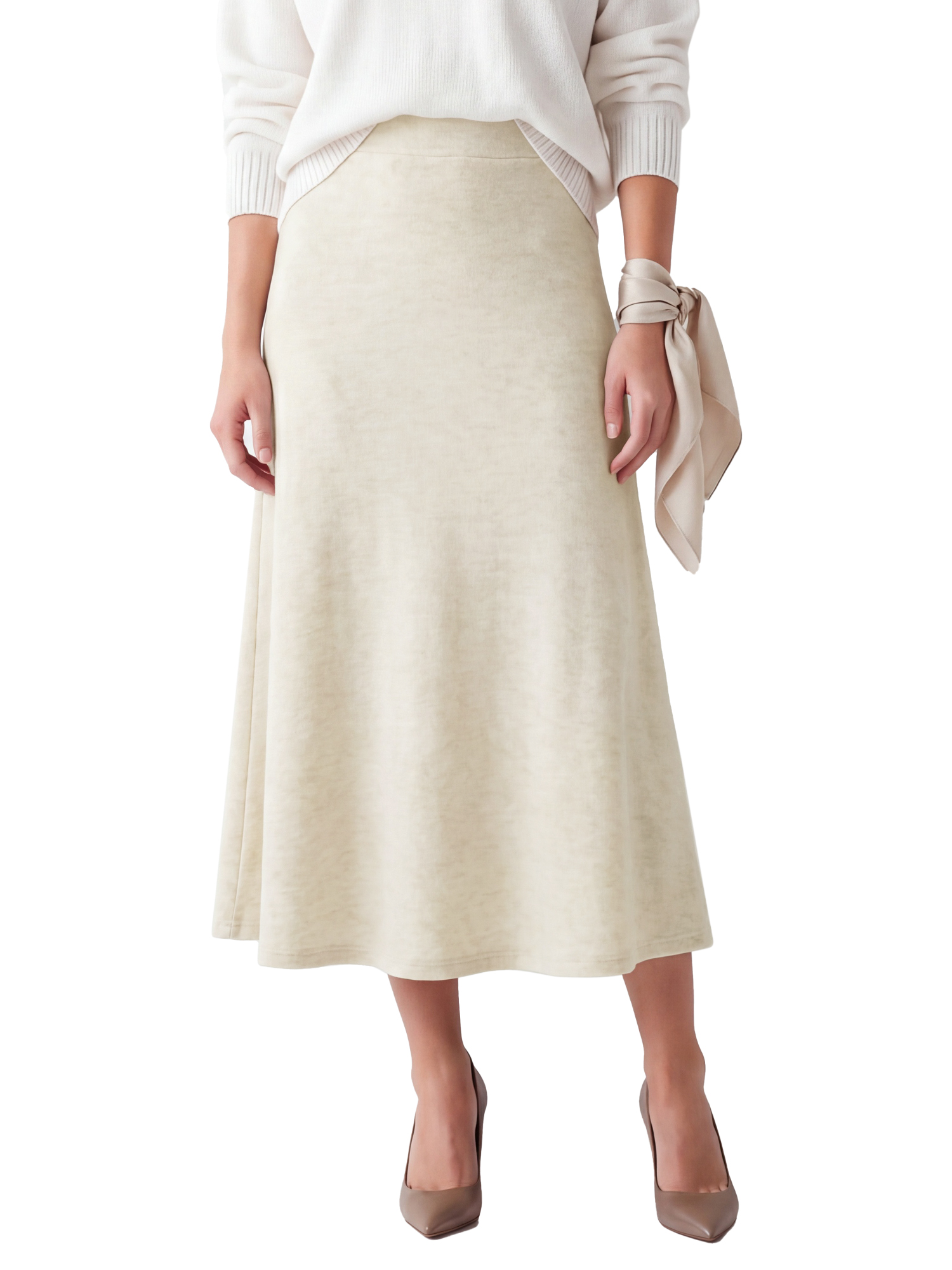 INSPIRE CHIC Womens Fishtail Knit Skirt High Elastic Waist Elegant Warm Winter Casual Office Going Out Maxi Sweater Skirts Small Milky white