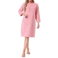 thumbnail image 1 of INSPIRE CHIC Womens Flannel Nightgown Fuzzy Fleece Sleepdress O Neck Pullover Winter Loungewear with Pocket L Pink, 1 of 6