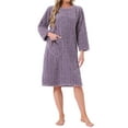 thumbnail image 1 of INSPIRE CHIC Womens Flannel Nightgown Fuzzy Fleece Sleepdress O Neck Pullover Winter Loungewear with Pocket M Purple, 1 of 6