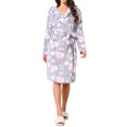 thumbnail image 1 of INSPIRE CHIC Women's Fleece Robe with Hood Cute Heart & Bow Pattern Fluffy Long Sleeve Spa Bathrobe Lightweight Sleepwear M Gray Heart, 1 of 6