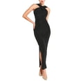 thumbnail image 1 of Hobemty Womens Halter Neck Sleeveless Dress Split Hem Cocktail Party Bodycon Maxi Dresses S Black, 1 of 5