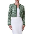 thumbnail image 1 of INSPIRE CHIC Womens Houndstooth Blazer Collarless Open Front Crop Plaid Tweed Jacket 2XL 2, 1 of 5