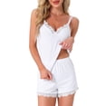 thumbnail image 1 of INSPIRE CHIC Women's Pajama Sets Sleeveless Lace Spaghetti Strap Lingerie Shorts Set XS White, 1 of 6