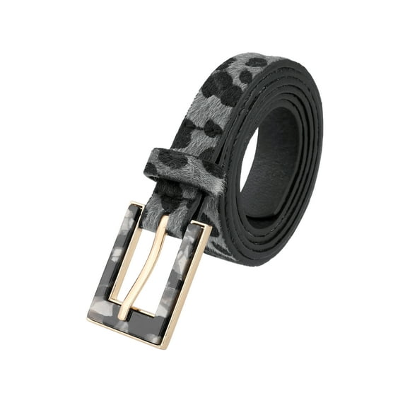 INSPIRE CHIC Womens Leopard Printed Belts, 0.7 Width Faux Leather Fur Casual Waistband for Jeans Pants 44.9x0.7"(LxW) Black Grey