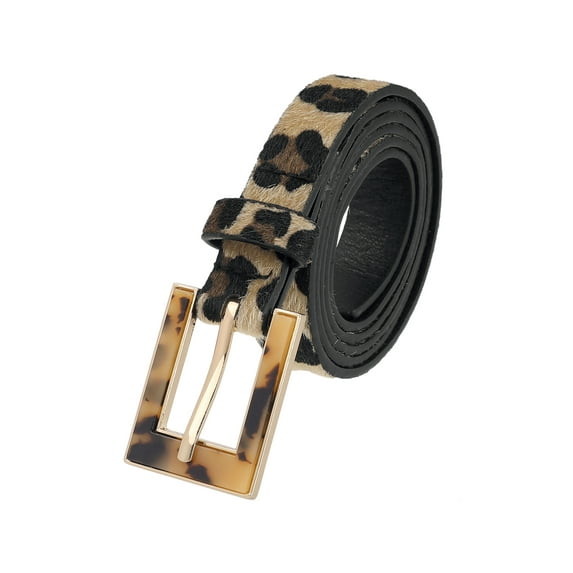 INSPIRE CHIC Womens Leopard Printed Belts, 0.7 Width Faux Leather Fur Casual Waistband for Jeans Pants 44.9x0.7"(LxW) Black Khaki