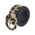 thumbnail image 1 of INSPIRE CHIC Women's Leopard Printed Retro Belts, 1.5" Width Wide Faux Fur Leather Round Buckle Waistband for Jeans Pants 44.1x1.5"(LxW) Black Khaki, 1 of 6