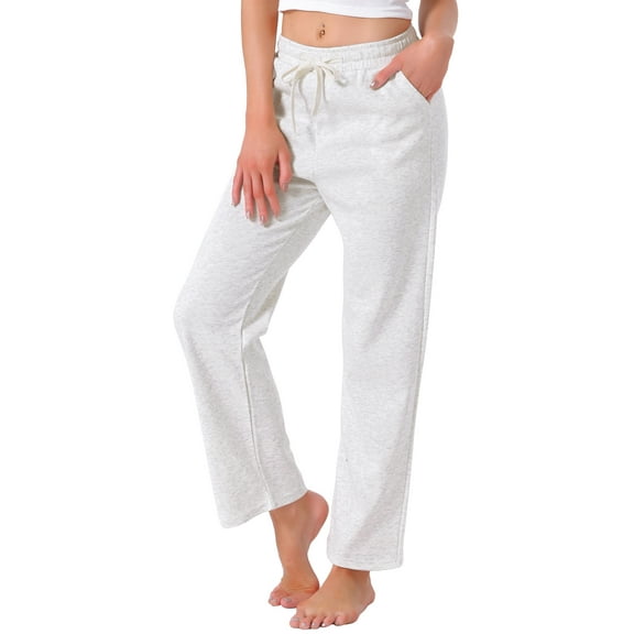 INSPIRE CHIC Womens Lounge Pants Cotton Long Straight Elastic Waist Drawstring with Pocket Sleep Sport Pajama Nightwear XS Light Gray