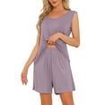 thumbnail image 1 of INSPIRE CHIC Womens Lounge Set Cotton Sleeveless Pajama Set Tank Top Shorts Soft Sleepwear PJ Set XL Purple, 1 of 6