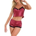 thumbnail image 1 of INSPIRE CHIC Women's Pajama Sets Removable Chest Cushion Cami and Shorts Lounge Pj Sets S Red, 1 of 6