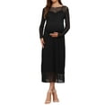 thumbnail image 1 of INSPIRE CHIC Womens Maternity 2-Piece Dress Mesh Ruched Side Bodycon Wedding Guest Cocktail Party Pregnancy Dresses M Black, 1 of 6