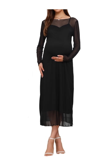 2 piece black tight dress Black Mesh Long Sleeve Bodycon Dress - All Dresses