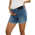 thumbnail image 1 of INSPIRE CHIC Women's Maternity Denim Shorts A-Line Adjustable Waist Over Belly Postpartum Summer Pregnancy Jeans Shorts XL Blue, 1 of 6