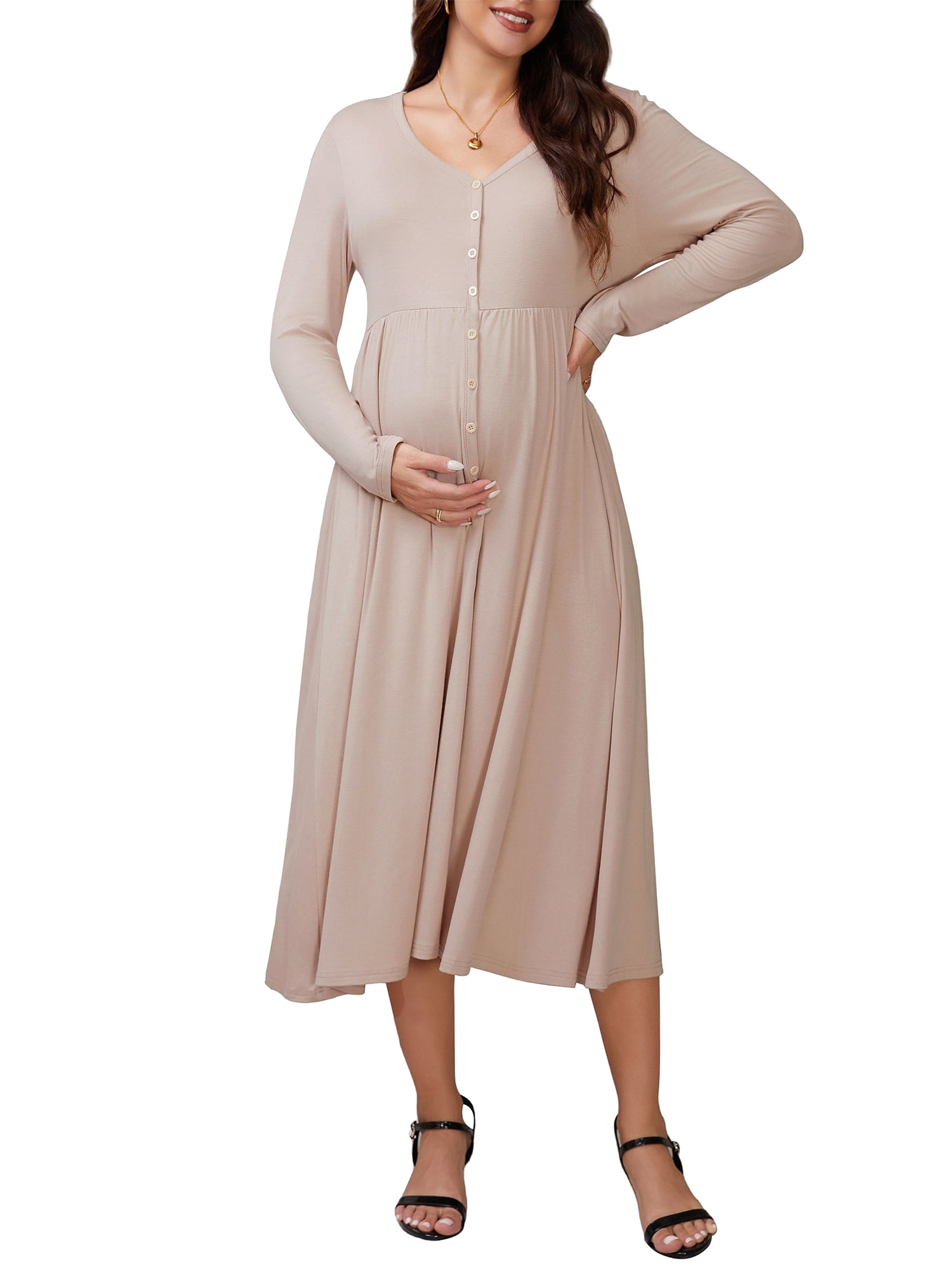chinese dress ladies Baby Blue Chequered Pinafore Maternity Dress main image 1
