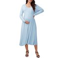 thumbnail image 1 of INSPIRE CHIC Womens Maternity Dresses Button Pleated Knit  Long Sleeve Photoshoot Pregnancy Maxi Dress M Light Blue, 1 of 6