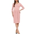 thumbnail image 1 of INSPIRE CHIC Womens Semi Formal Maternity Dresses Crew Neck 3/4 Sleeves Office Cocktail Back Zipper Work Pregnancy Dress M Gray Pink, 1 of 6