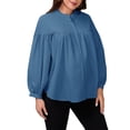 thumbnail image 1 of INSPIRE CHIC Womens Maternity Shirts Blouses Pleated Button Down Long Sleeve Pregnancy Nursing Top M Navy, 1 of 6