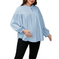 thumbnail image 1 of INSPIRE CHIC Womens Maternity Shirts Blouses Pleated Button Down Long Sleeve Pregnancy Nursing Top XL Blue, 1 of 6