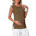 thumbnail image 1 of INSPIRE CHIC Women's Maternity Spring Top Short Sleeve Pullover Tops Basic Ribbed Knit Slim Fitted Casual Shirts 2026 S Coffee, 1 of 5