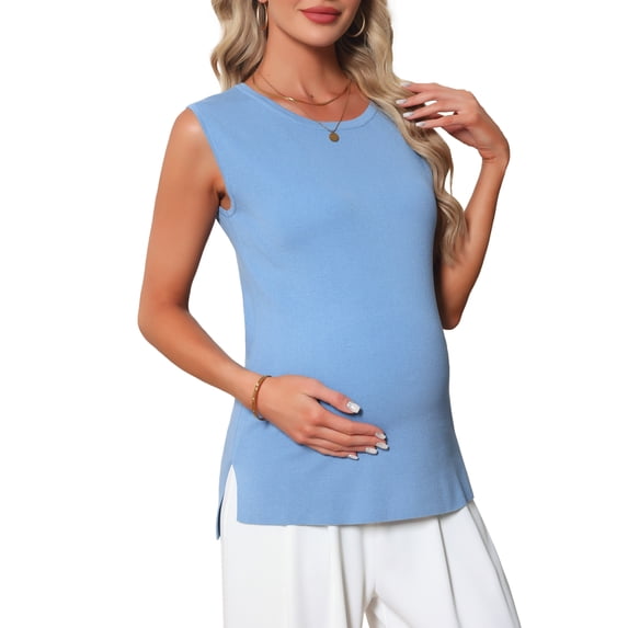 INSPIRE CHIC Women's Maternity Spring Top Short Sleeve Pullover Tops Basic Ribbed Knit Slim Fitted Casual Shirts 2026 XL Blue