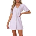 thumbnail image 1 of INSPIRE CHIC Women's Nightgown Floral Sleepdress Soft V Neck Short Sleeve Loungewear S Purple, 1 of 6