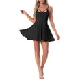 thumbnail image 1 of INSPIRE CHIC Women's Ruffle Hem Babydoll Nightgown Soft Rayon Blend Spaghetti Strap Sleep Dress with Adjustable Straps M Black, 1 of 6