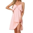 thumbnail image 1 of INSPIRE CHIC Women's Nightgown Spaghetti Strap Lingerie Nightdress Full Slip Ruffle Cami Slip Chemise Soft Sleepwear XS Pink, 1 of 6
