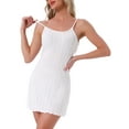 thumbnail image 1 of INSPIRE CHIC Womens Nightgown Spaghetti Strap Sleeveless Ruffle Hem Sleep Dress Pointelle Lingerie Mini Nightshirt XS White, 1 of 6