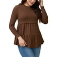 thumbnail image 1 of INSPIRE CHIC Womens Nursing Top Ruffle Pleated Long Sleeve Tunic Rayon Postpartum Breastfeeding Shirt Pregnancy Clothes M Brown, 1 of 6