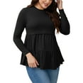 thumbnail image 1 of INSPIRE CHIC Womens Nursing Top Ruffle Pleated Long Sleeve Tunic Rayon Postpartum Breastfeeding Shirt Pregnancy Clothes S Black, 1 of 6