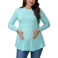 thumbnail image 1 of INSPIRE CHIC Womens Nursing Top Ruffle Pleated Long Sleeve Tunic Rayon Postpartum Breastfeeding Shirt Pregnancy Clothes S Blue, 1 of 6