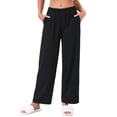 thumbnail image 1 of INSPIRE CHIC Women's Pajama Pants Checked Elastic Waistband Soft Casual Long Straight Pants Loungewear S Black, 1 of 6