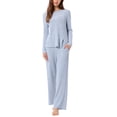 thumbnail image 1 of INSPIRE CHIC Women's Pajamas Set Crewneck Long Sleeve Sleepwear Soft Pjs Loungewear with Pocket XS Blue, 1 of 6