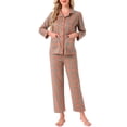thumbnail image 1 of INSPIRE CHIC Womens Plaid Loungewear Long Sleeve with Pants Sleepwear Button Down Pajama Sets with Pockets L Brown, 1 of 6