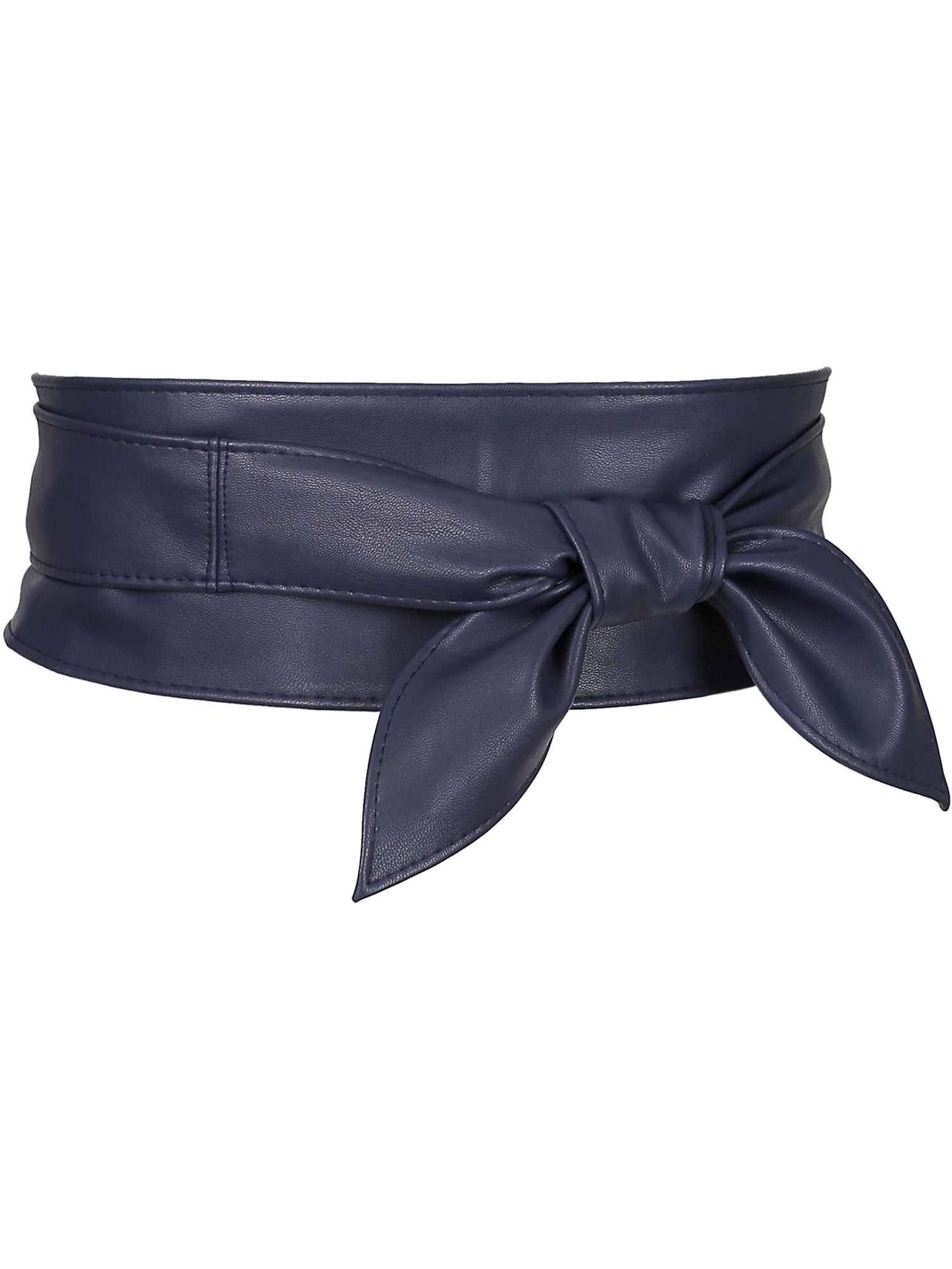 Inspire Chic Women's Plus Size Obi Belts, Bowknot Self-Tie Wrap Around Wide Sash Waistband Belt for Dresses Navy Blue 37.40-40.16"