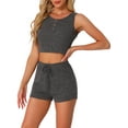 thumbnail image 1 of INSPIRE CHIC Womens Ribbed Knit Loungewear Sleepwear 2 Piece Tank Top with Shorts Pajama Sets S Black, 1 of 5