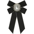 thumbnail image 1 of INSPIRE CHIC Womens Ribbon Brooch Elegant Bowtie Rhinestone Bow Ties for Uniform Dress Black, 1 of 5