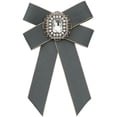 thumbnail image 1 of INSPIRE CHIC Womens Ribbon Brooch Elegant Bowtie Rhinestone Bow Ties for Uniform Dress Dark Gray, 1 of 5