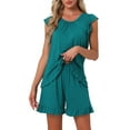 thumbnail image 1 of INSPIRE CHIC Women's Ruffle Cap Sleeve Lounge Tops and Shorts 2 Piece Pjs Sleepwear Pajama Sets S Dark Green, 1 of 5